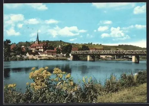 AK Eltmann am Main, Brücke, Kirche, Flussufer