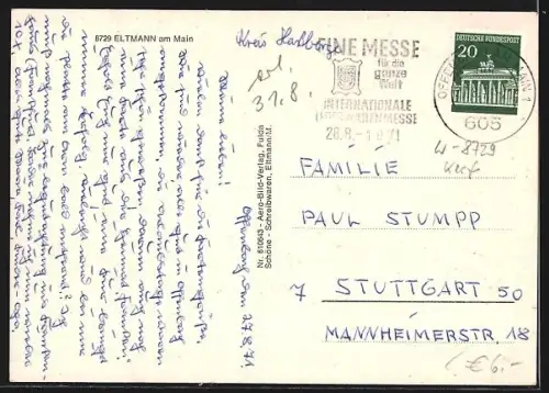 AK Eltmann am Main, Brücke, Kirche, Flussufer