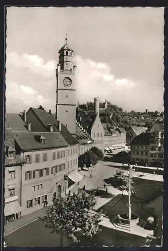 AK Ravensburg, Blick auf den Marienplatz und Blaserturm