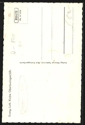 AK Oberlauringen /Ufr., Evang.-Luth. Kirche, Innenansicht mit Altar und Kanzel