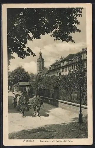 AK Ansbach, Promenade mit Herrieder Tor-Turm