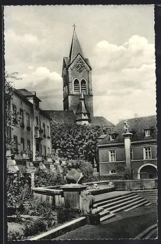 AK Helmbrechts /Ofr., Am Rathaus, Kirche, Brunnen
