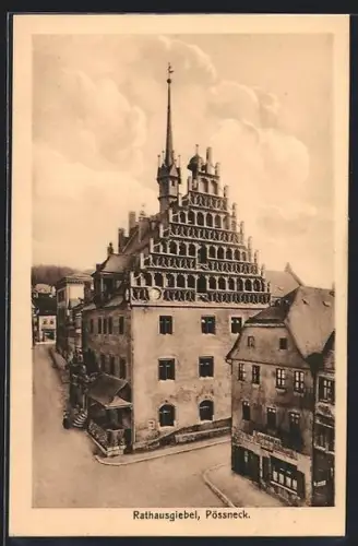 AK Pössneck, Rathausgiebel