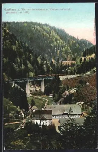 AK Höllental / Schwarzwald, Gasthaus z. Sternen, Ravenna-Viadukt