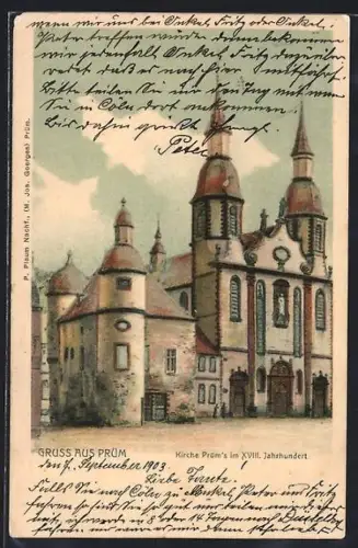 AK Prüm, Kirche Prüm`s im XVIII. Jahrhundert