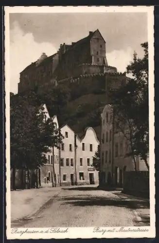 AK Burghausen a. d. Salzach, Burg mit Mautnerstrasse
