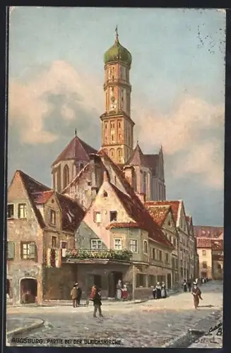 Künstler-AK Augsburg, Partie bei der Ulrichskirche