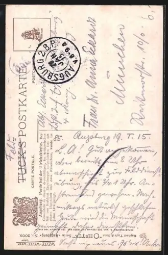 Künstler-AK Augsburg, Partie bei der Ulrichskirche