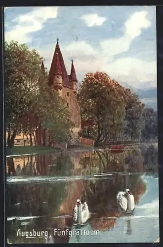 Künstler-AK Augsburg, Blick auf Fünfgratturm