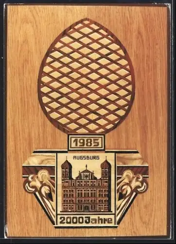 AK Augsburg, 2000-jähriges Stadtjubiläum im Jahre 1985, stilisiertes Wappen von Augsburg