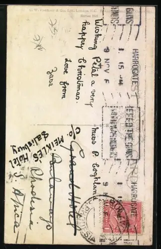 Künstler-AK sign. Constance Symonds: The Punt, Elfe mit Hummel und Heuschrecke