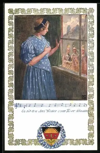 Künstler-AK Karl Friedrich Gsur: Deutscher Schulverein Nr. 370, Es ritten drei Reiter...