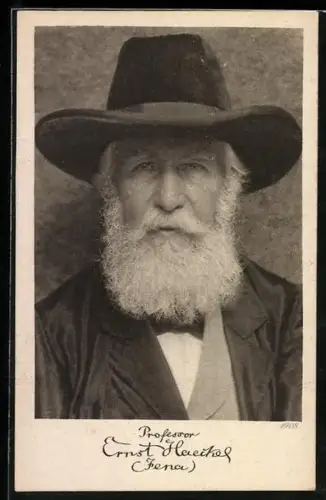 AK Professor Ernst Haeckel, Portrait mit Hut