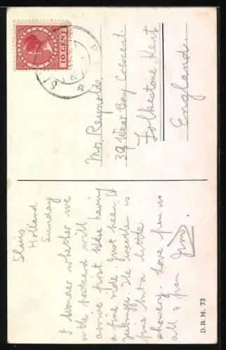 AK Niederländisches Kinderpaar vor der Fahne stehend