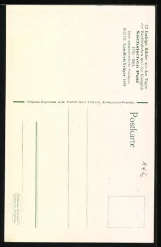 AK Landbriefträger d. Kgl. Sächsischen Post 1859, Dame mit Schirm