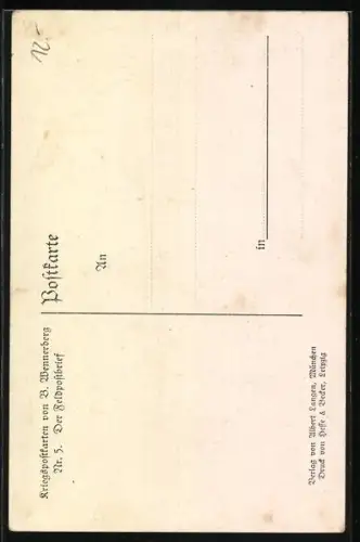 Künstler-AK Brynolf Wennerberg: Der Feldpostbrief, Briefträger im Treppenhaus