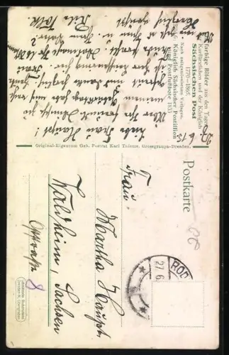 AK Königlich sächischer Postillion und Postfussbote 1833