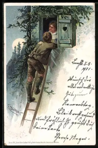 Künstler-AK E. Döcker: Fensterln