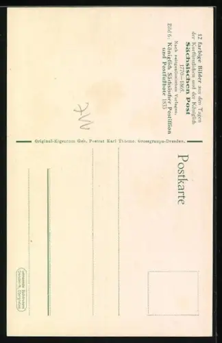 AK Königlich sächischer Postillion und Postfussbote 1833