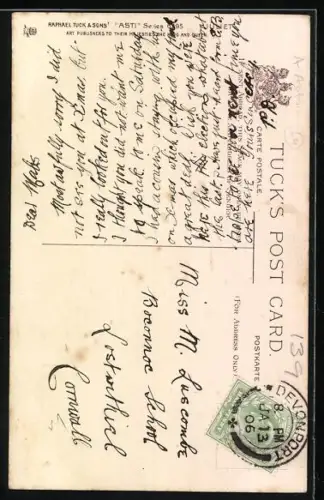 Künstler-AK Angelo Asti: Junge Dame mit Ohrringen und Kopftuch