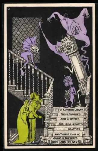 Künstler-AK sign. S. T. Chaplin: From Ghoulies and Ghosties, A Cornish Litany