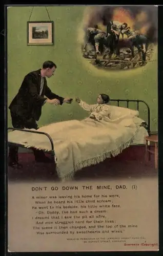 AK Don`t go down the Mine, Bergmann am Bett seines Kindes, Bergbau
