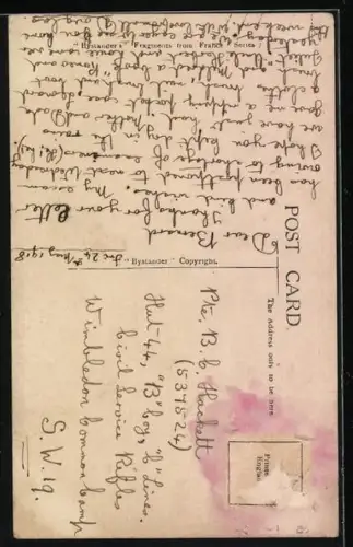 Künstler-AK Bruce Bairnsfather: britischer Soldat im Schützengraben beim Kochen, The historical Touch