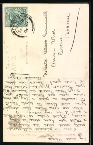 AK Baccy please, Männchen machender Hund mit Pfeife in der Schnauze