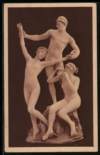 AK Lebender Marmor, Nackte tanzen zum Flötenspiel