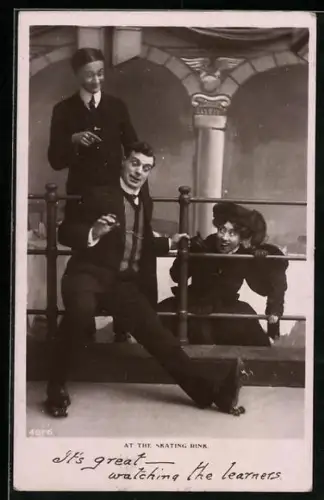 AK At The Skating Rink, Rollschuhfahrer rutscht aus