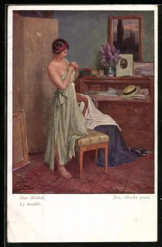 Künstler-AK Josef Straka: Das Modell
