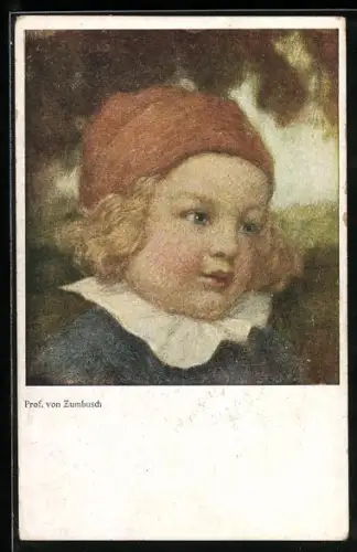 Künstler-AK Ludwig von Zumbusch: Kind mit roter Mütze