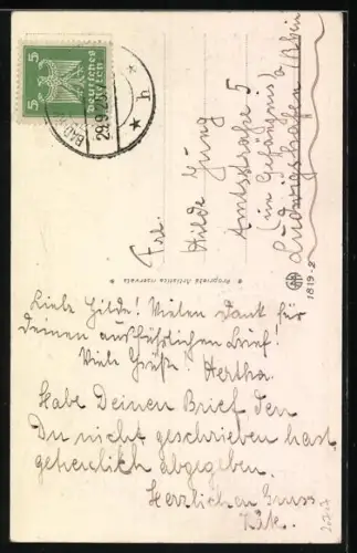 Künstler-AK Roberto Sgrilli: Kleines Paar sitzt getrennt auf den Enden einer Mondsichel