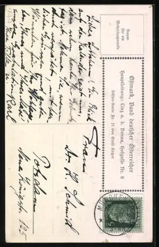 Künstler-AK Ernst Kutzer: Adalbert Stifter, Mann schreibt an einem See ein Gedicht