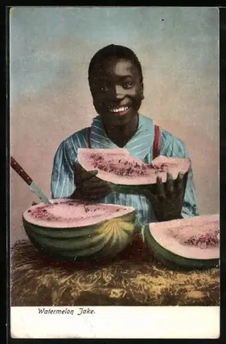 AK Watermelon Jake, Knabe mit Melonen