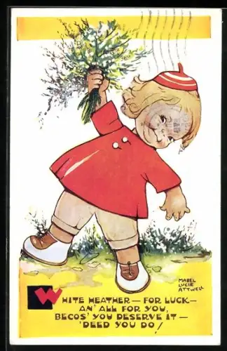 Künstler-AK Mabel Lucie Attwell: Blondes Kind mit Zweigen