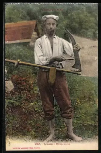 AK Languedoc-Roussillon, Bauer mit Sense aus den Pyrenäen