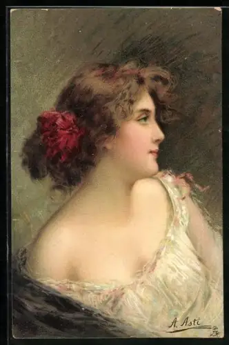 Künstler-AK A. Asti: Irene, liebliches Mädchen mit nackten Schultern