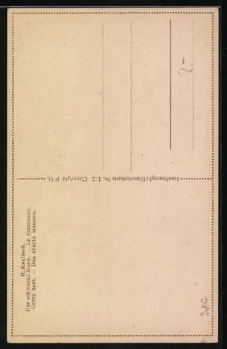 Künstler-AK Hermann Kaulbach: Der schwarze Mann, Schornsteinfeger mit Suppenteller und Kinder
