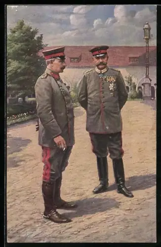 AK Paul von Hindenburg mit Kaiser Wilhelm II in Uniform