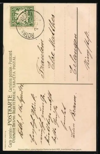 Künstler-AK Alfred Mailick: Landschaft mit drei Lämmern am Teich