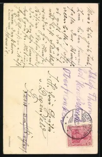 Künstler-AK Susan Beatrice Pearse: Mauerblümchen sitzt mit Fächer auf dem Bett