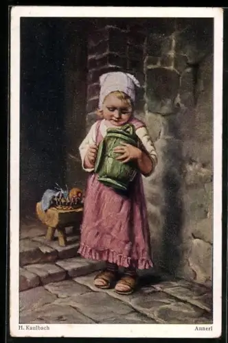 Künstler-AK Hermann Kaulbach: Annerl mit einem grünen Gefäss