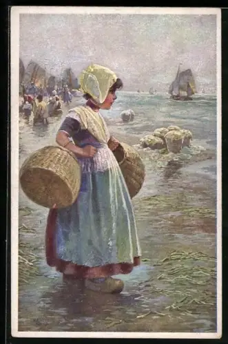 Künstler-AK M.Munk Nr. 701: Mädchen in niederländischer Tracht