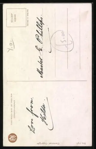 Künstler-AK Philip Boileau: Boy scouts Motto: One Kind act a Day, Junger Mann küsst Mädchen