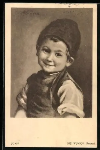 Künstler-AK Mizi Wunsch: Kasperl, Kleiner Junge