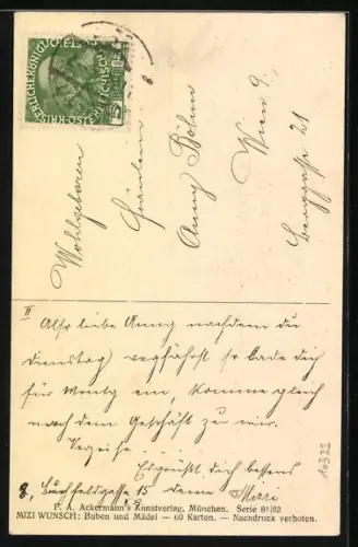 Künstler-AK Mizi Wunsch: Kasperl, Kleiner Junge