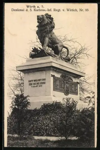 AK Wörth a. S., Denkmal d. 3. Kurhess. Infant. Rgt. v. Wittich