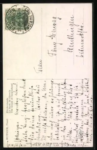 Künstler-AK Muenier: La lecon de clavecin, Klavierstunde, kleines Mädchen mit seinem Klavierlehrer am Flügel