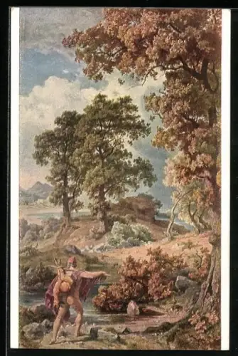 Künstler-AK Odysseus kehrt auf der Insel der Kirke von der Jagd zurück